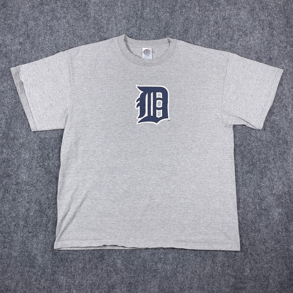 Y2K Detroit Tigers MLB T-Shirt Mens XL Gray Graphic Logo Tee